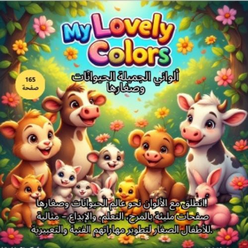 كتاب تلوين جميل وممتع عن الحيوانات وصغارها