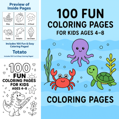 “100 Fun Coloring Pages for Kids Ages 4–8”